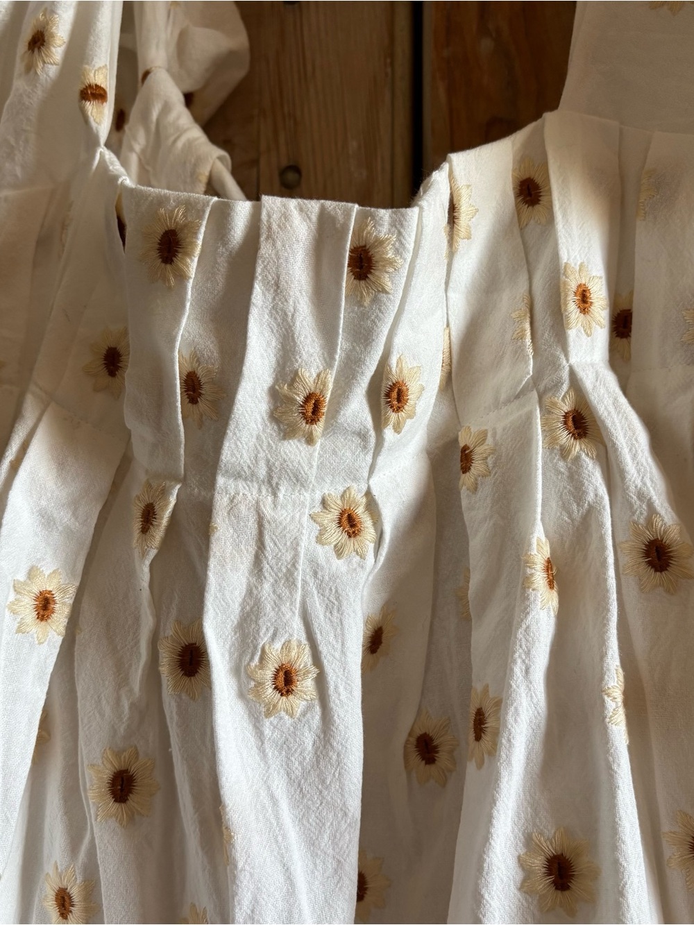 Emory Park Cream Dress with Mustard Daisy Embroidery - Picture 3 of 14